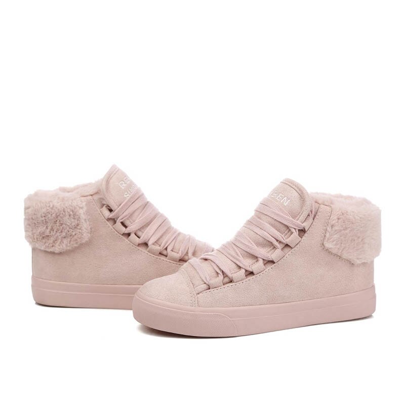 Botas de felpa cálidas para mujer, zapatos informales con plumas de ante para exterior, botas de nieve duraderas para mujer, calzado para mujer