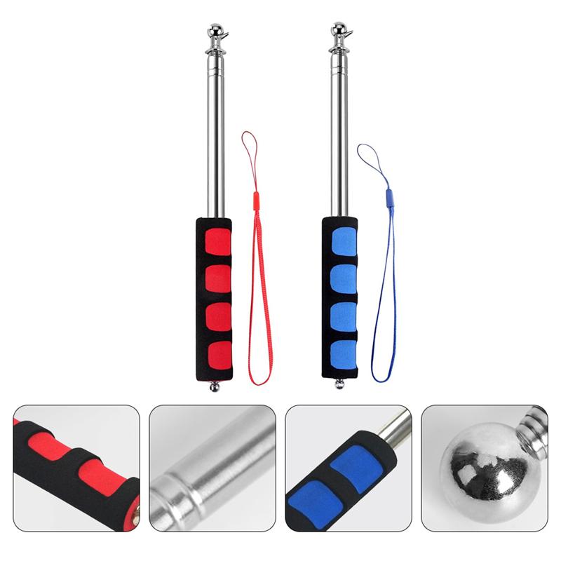 2pcs 1.2M Flagpole Telescopic Sponge Handle Handheld Guide Pole Supplies Flag Pole Rod for Tourist Parades Teaching