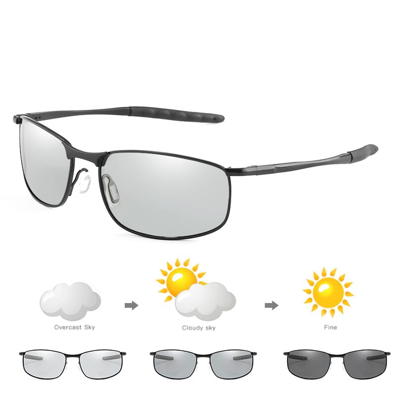 Photochromism Fishing Sunglasses Chameleon Men Women Outdoor Driving Sun Glasses Square Sunglasses Anti-UV Eyewear 11-KPBS1830