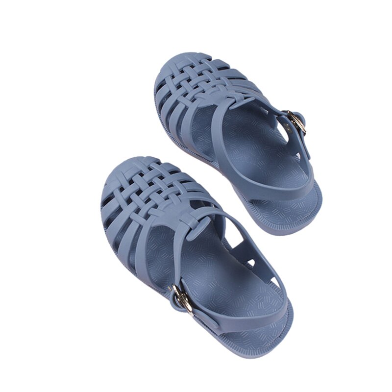 Blotona-Sandalias planas de para niños y niñas, zapatos de verano de Color sólido para caminar, calzado de playa: Azul / 25