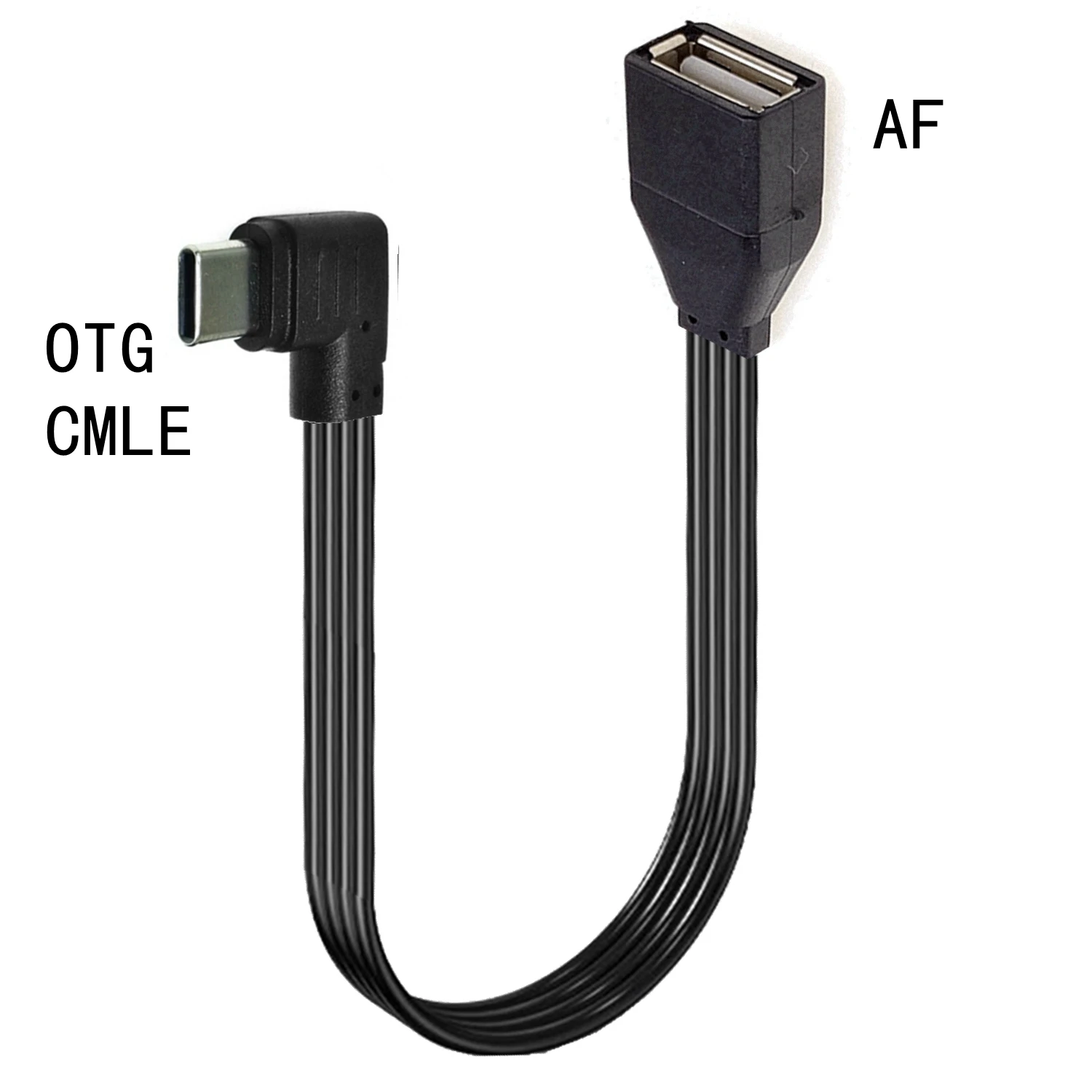 Flat C-type USB to OTG USB cable,Suitable for phones and computers function on TYPE-C 90 degree male to USB 2.0 female adapter: WHITE / 0.2M