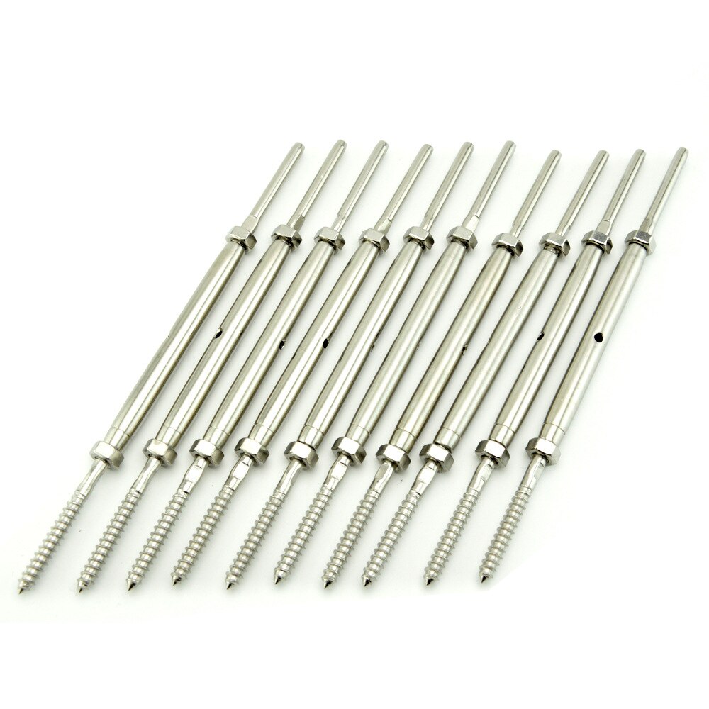 10 PCS 316 Stainless Steel 1/8 " Swage Turnbuckle with Lag Screw Cable Marine Grade