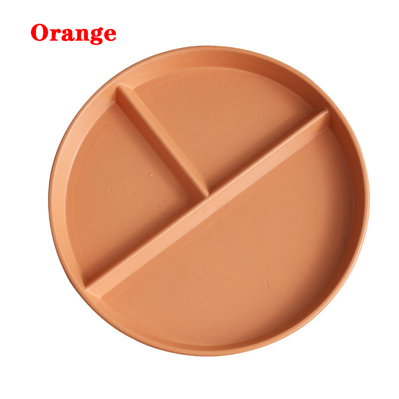 Plates For Food Dinner Plates Fruit Dinnerware Dining Compartment Plate Dessert Dishes Salad Kitchen Wheat Straw Tableware 3Grid: orange
