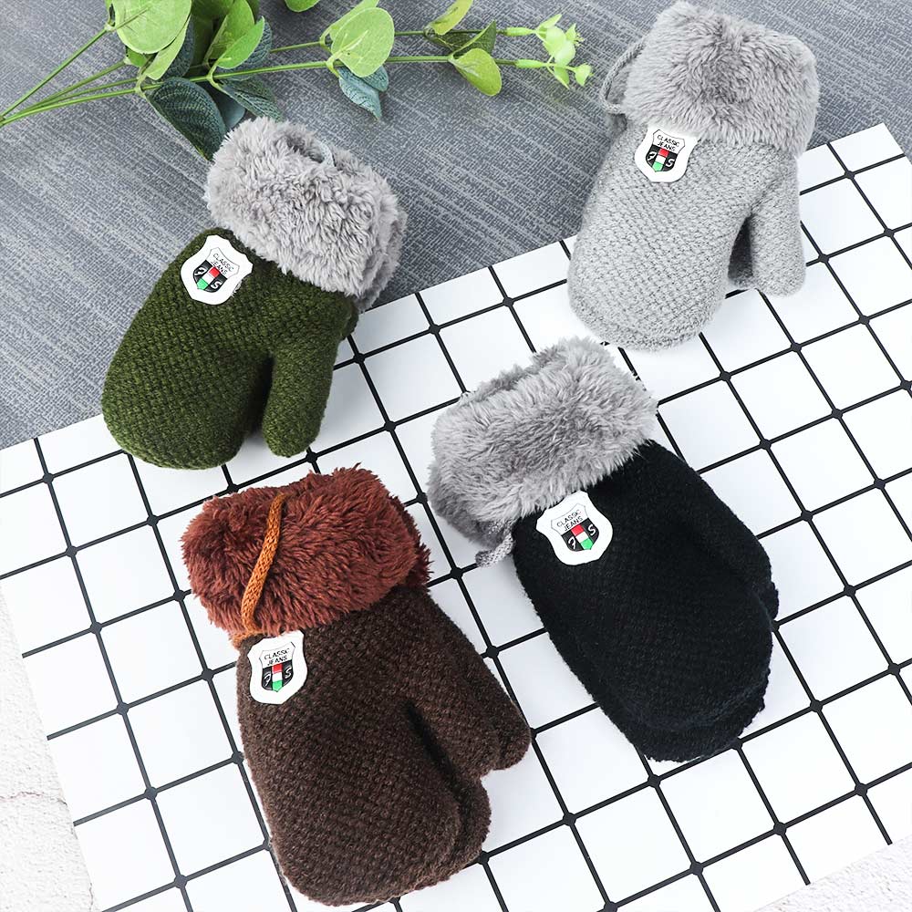 Winter Baby Knitted Gloves Full Finger Kids Mittens Warm Rope Gloves Children Knitting Solid Mittens Unisex for Toddler Kids