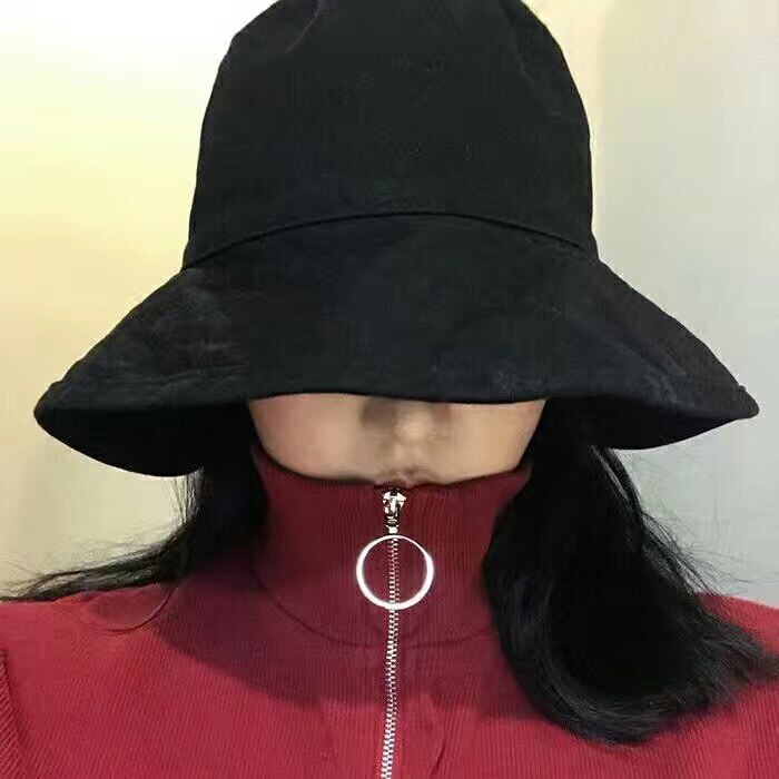South Korea Traval Wild Hat Female Spring Summer Large Brim Sun Visor Collapsible Bucket Hat UV Cotton Foldable Fishmen Hat