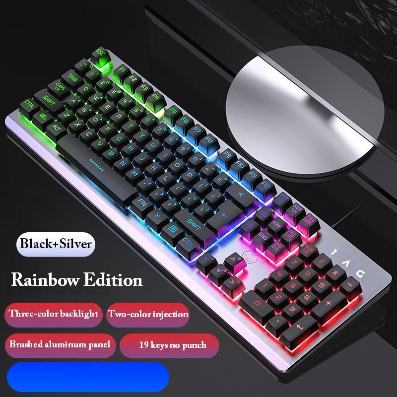 Voice Control Keyboard with Rainbow Marquee Backlit Suspended Keycap with Mechanical Felling Gaming Keyboard forDesktop Notebook