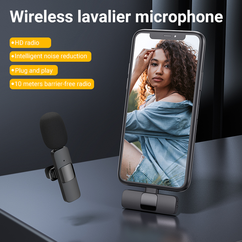 Mamen vlogging kit udstyr telefon stativ med 2.4g trådløse lavalier mikrofoner til iphone android smartphone tablet slr kamera