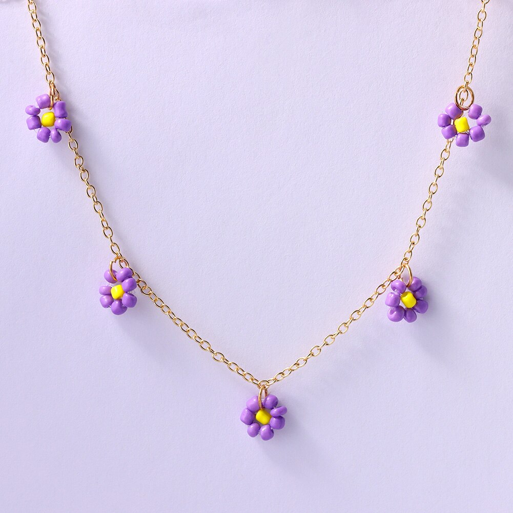 Collana di perline fiore margherita arcobaleno multistrato per donna cubana catena robusta girocollo Set gioielli bohémien regalo per feste Femme: 061205PP