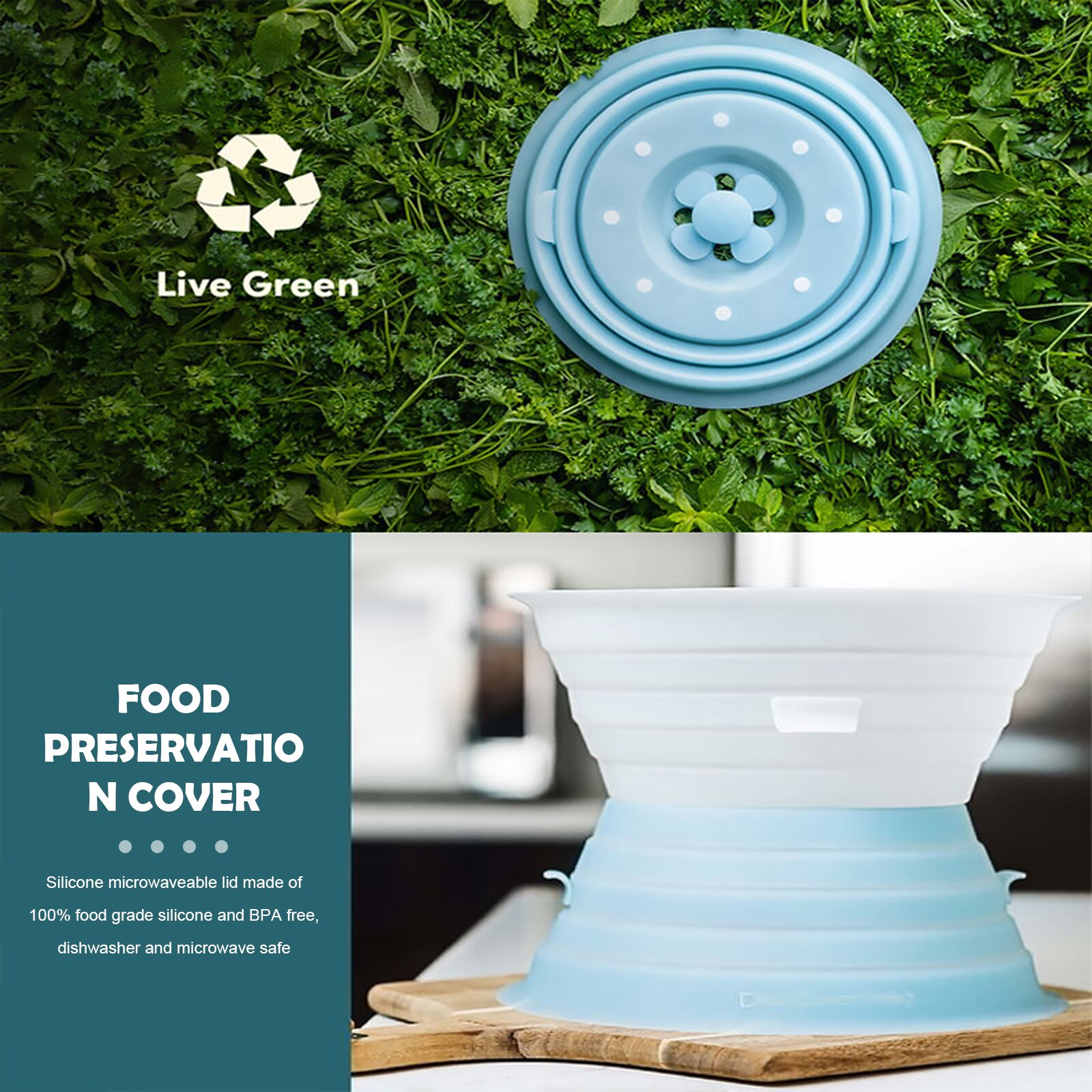 Silicone Vented Collapsible Microwave Lid Splatter Proof Food Plate Cover Easy Grip Handle Vapor Holes Dishwasher Safe BPA-Free