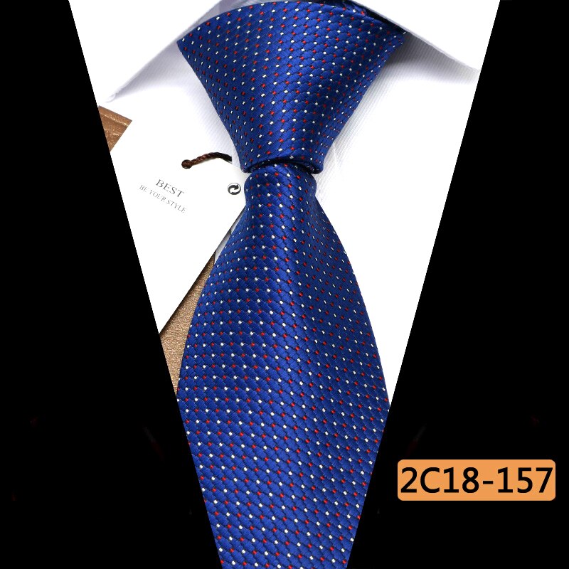 YISHLINE Men Ties 8 cm POLKA DOTS Cassual Jacquard Woven Necktie Mens Tie Business Corbata Para Hombre Accessories: 2C18-157