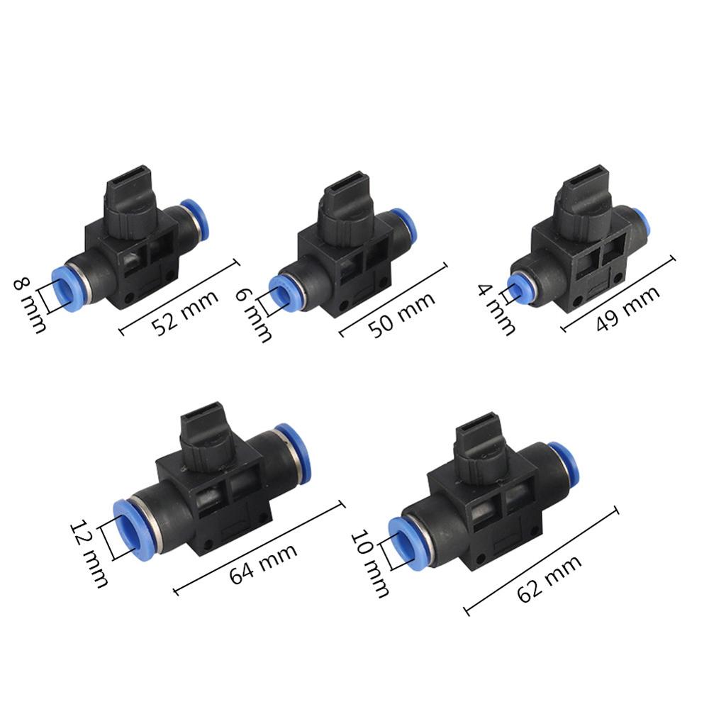 Air Pneumatische Hand Valve 4mm 6mm 8mm 10mm 12mm OD Slang Buis Push In sluit T-joint 2-Way Flow Beperkende Snelheid Controle