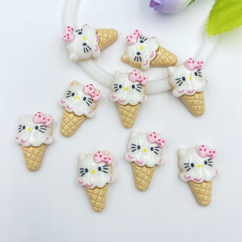 10 stuks/partij kawaii hars schattige mini ijsjes flatback cabochons voor haarstrikcentra diy scrapbooking decoratie  c25