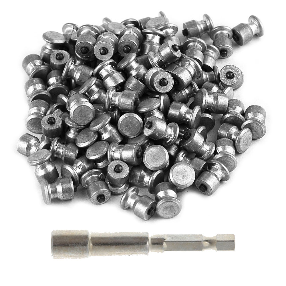 Auto Car SUV ATV 100 Pcs Stud Screw 12mm Anti-Slip Screw Stud Wheel Tyre Snow Tire Spikes Trim and Installation Tool: flat head and wrench