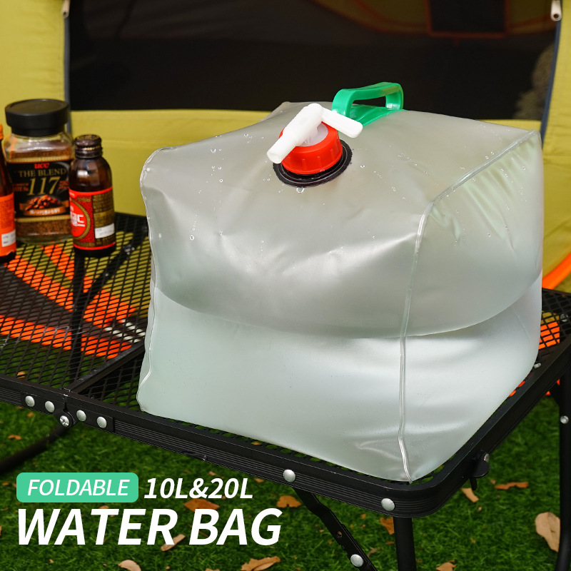 (2pcs) Camping 10L Folding Water Bucket Transparent Plastic Collapsible Water Storage Bag