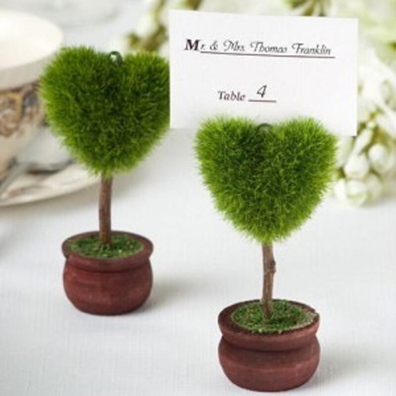 10 stks/partij Bruiloft Groene Boom Zetel Clip 11.5 cm Hoogte Hart Ronde Vorm Naam Clips Voor Partij en Bruiloft Accessoires