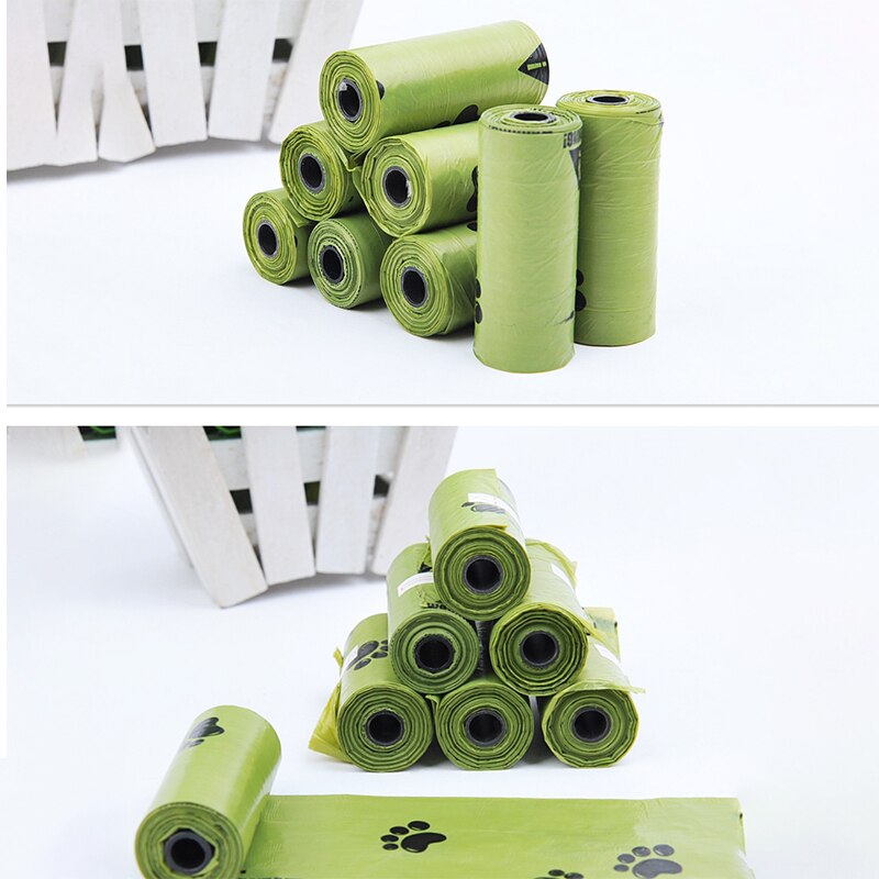 Compostable Dog Poop Bags Cornstarch Earth Friendly 8 rolls/box Biodegradable Pet Dog Cat Waste Bags Thicken Garbage Bag