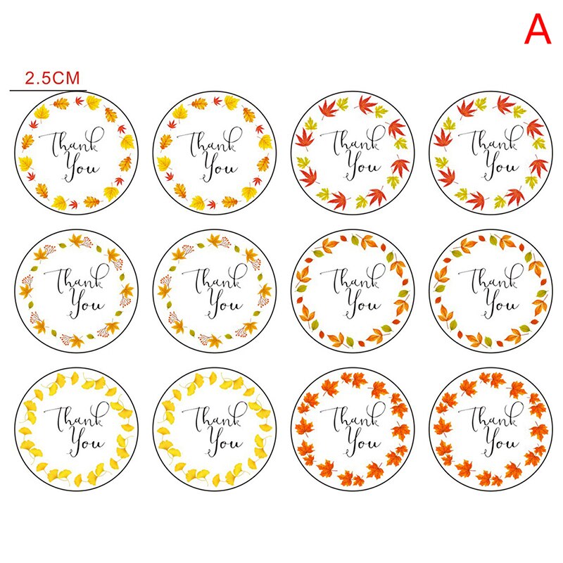 120 stuks /10 vellen bedankstickers herfstbloemen zegellabels rond label voor kerstdecoratie sticker: Default Title