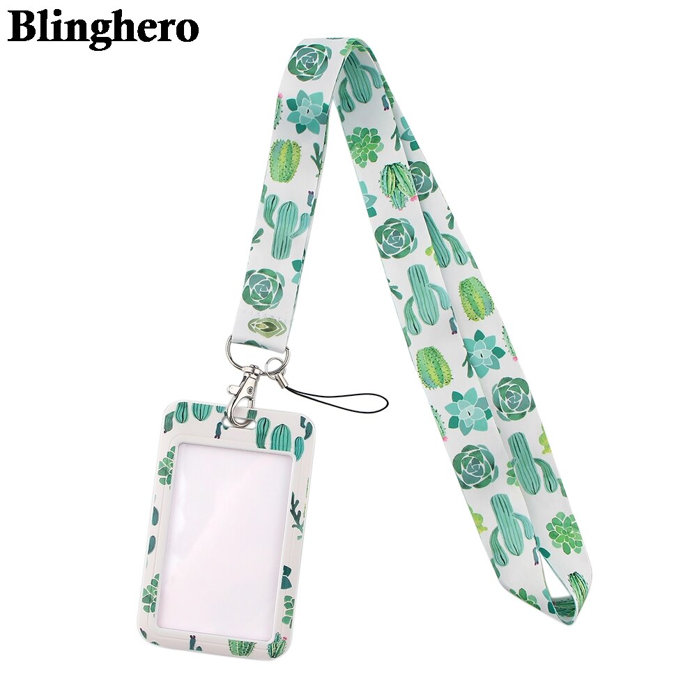CB356 Plant Cactus Lanyard ID Badge Holder Car KeyChain ID Card Passport Gym Phone Badge Kids Key Ring Holder Jewelry