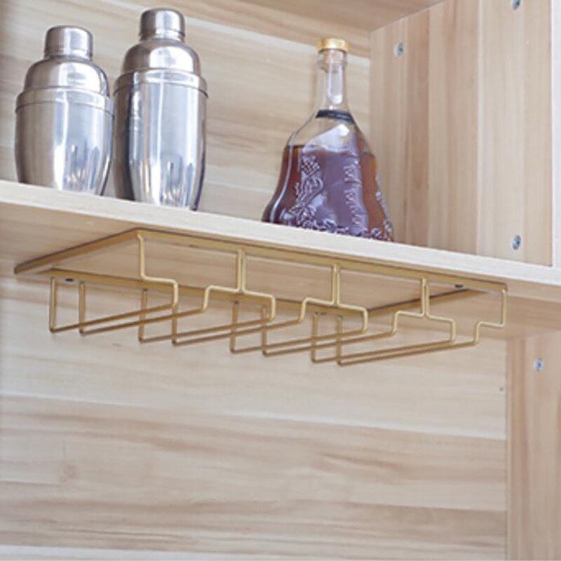 Estante para copa de vino de 4 filas debajo del Gabinete soporte de copas y vasos copa de vino de Metal organizador vasos almacenamiento COLGADOR PARA Bar Cocina
