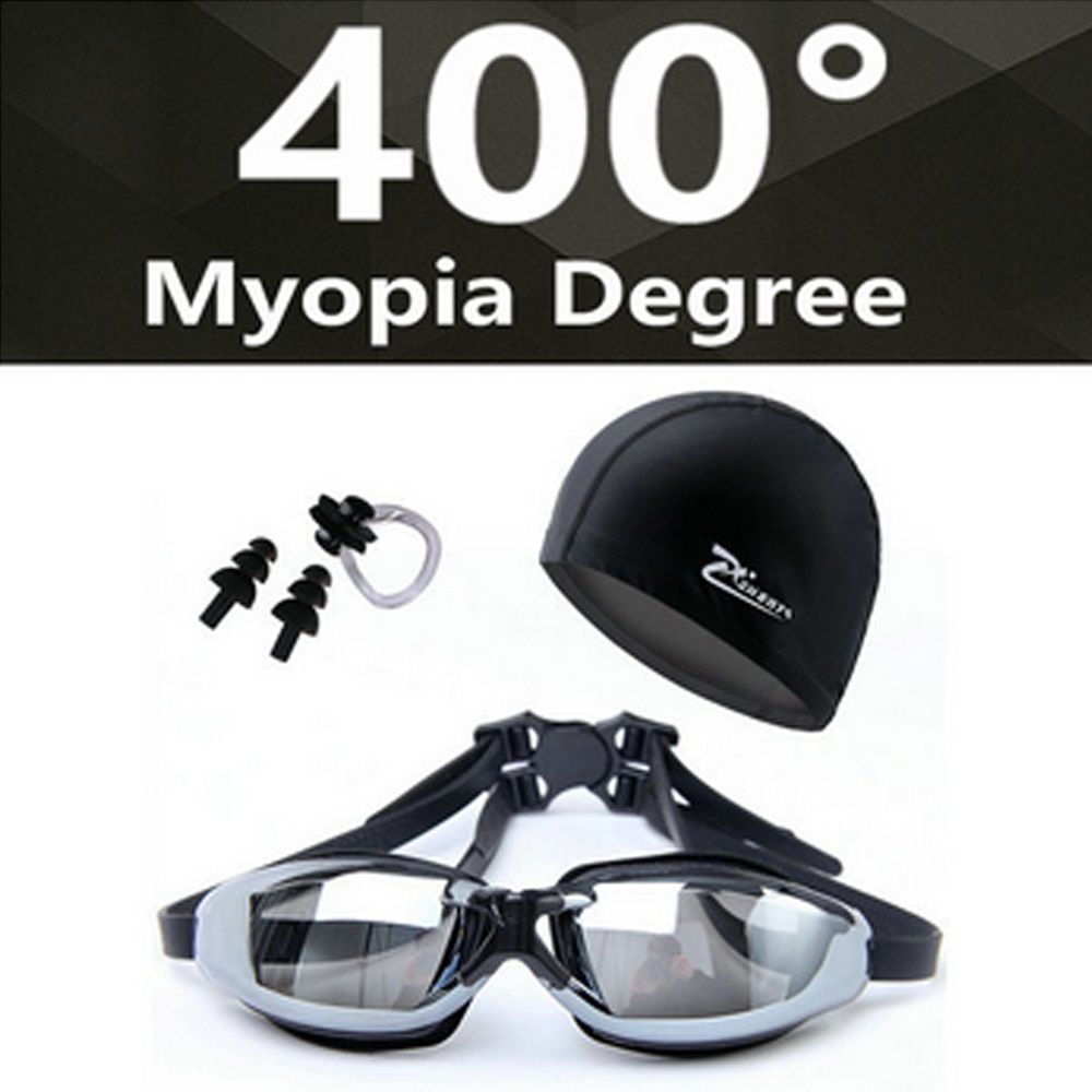 Myopia Swimming Goggles HD shortsighted prescription glasses Acetate Spectacles plating lens adult swim goggles pools swiming: Myopia 400 black