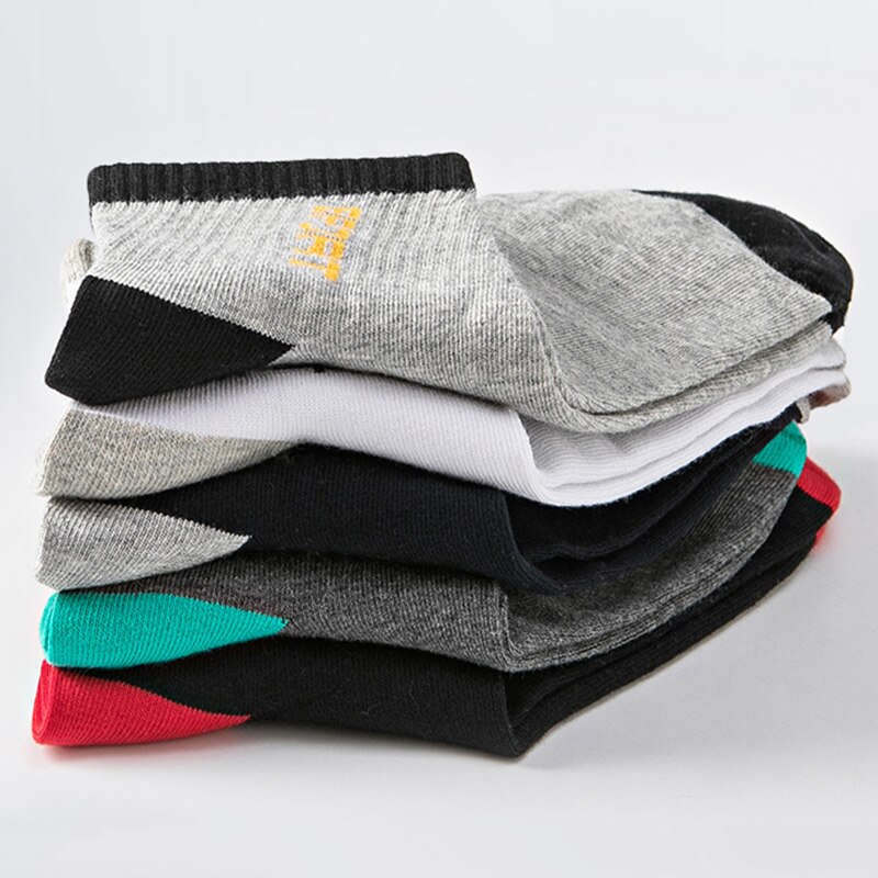 Calcetines largos de algodón absorbentes para hombre, calcetín deportivo informal, desodorante, ideal para , 5 pares, primavera y otoño: F multi color