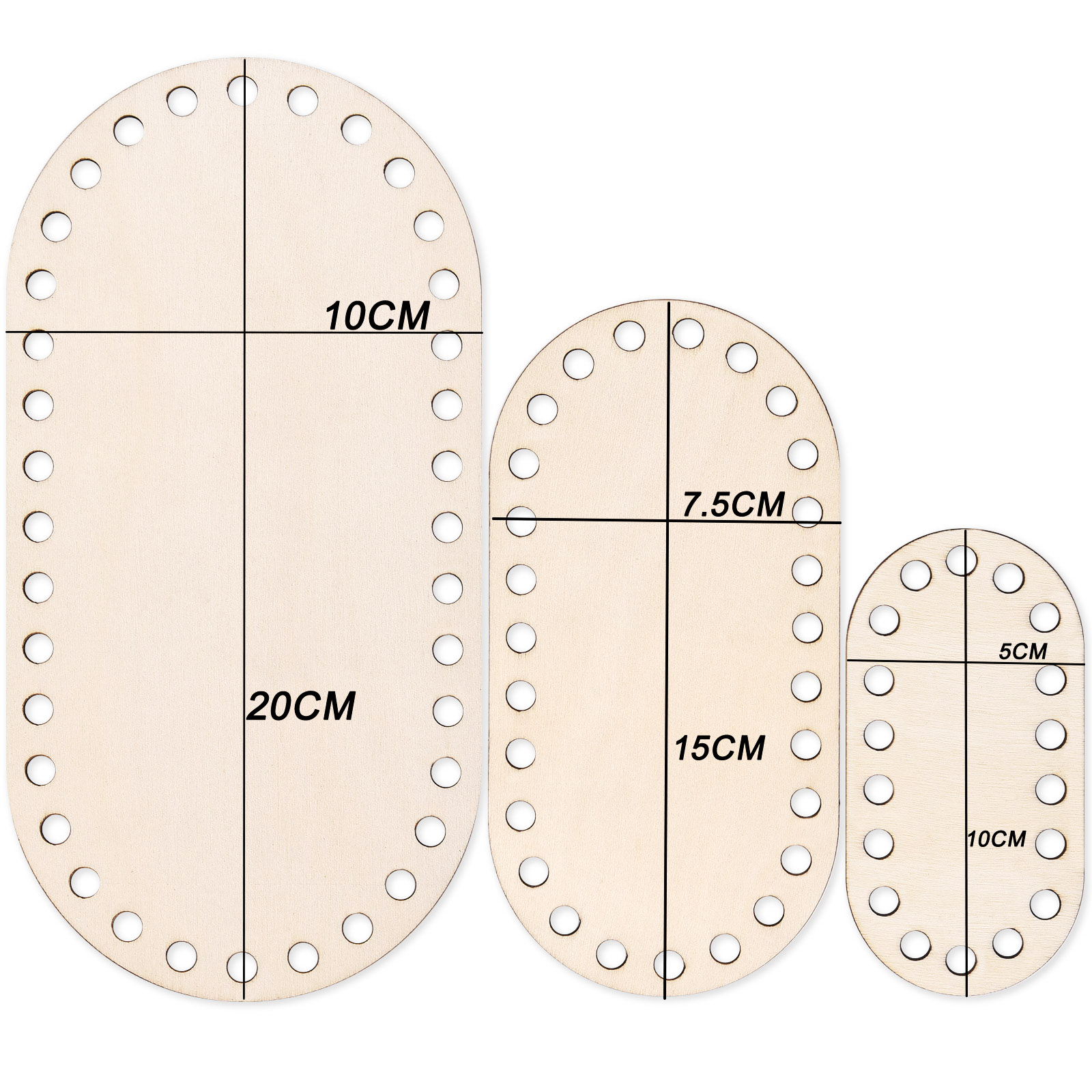 Cesta de ganchillo de madera, Base redonda, cuadrada, rectangular, parte inferior de elipse, cesta de ganchillo tejida a mano, suministros para manualidades, herramientas de fabricación, 3 uds.: Caqui oscuro