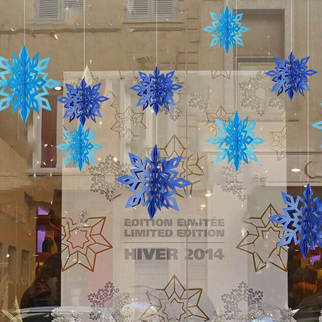 6pcs/set 3D cardboard hollow Snowflakes Hanging decorations Christmas Year decorations for the home party decorations Natal
