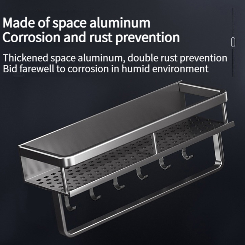 Support de salle de bain étagère de salle de bain espace de toilette en aluminium sans perceuse support suspendu organisateur de salle de bain accrocher au mur