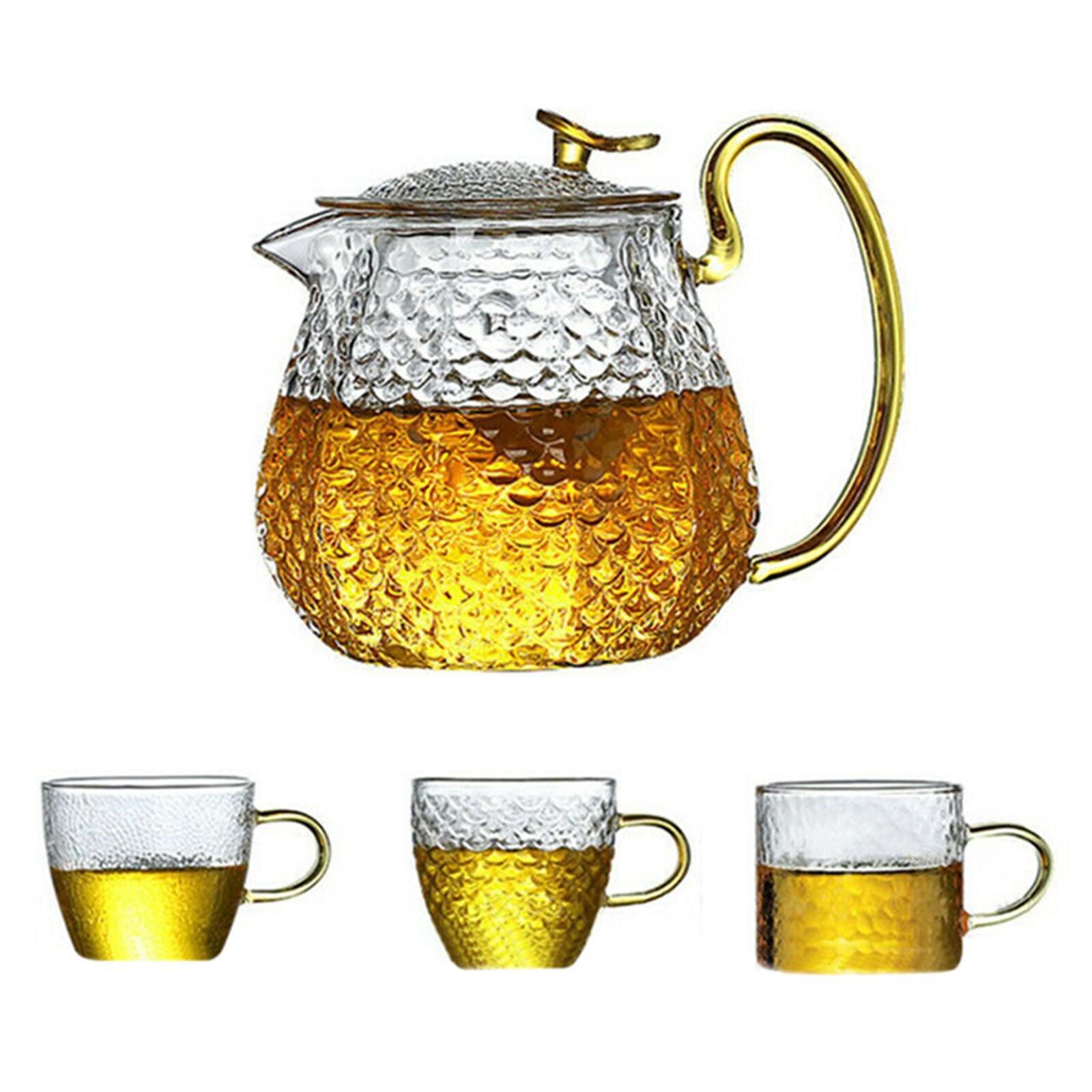 Thickened Glass Teapots and 3 Cup Household Heat-Resistant Clear Teapots Tea Maker Tea Set E2S: Default Title
