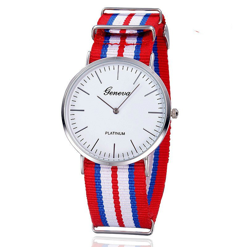 Drapeau En Nylon Bracelet Montre Femmes style Simple or boîtier quartz montres hommes unisexe montre-bracelet décontracté zegarki damassé reloje