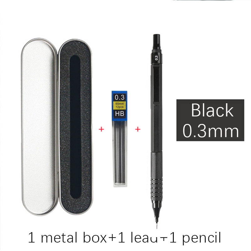 Hochwertiges Druckbleistift-einstellen aus Metall mit Minenminen, Zeichnung, automatischer Bleistift, 0,3, 0,5, 0,7, 2,0 mm, Bleistift für Kunstbedarf: Blau