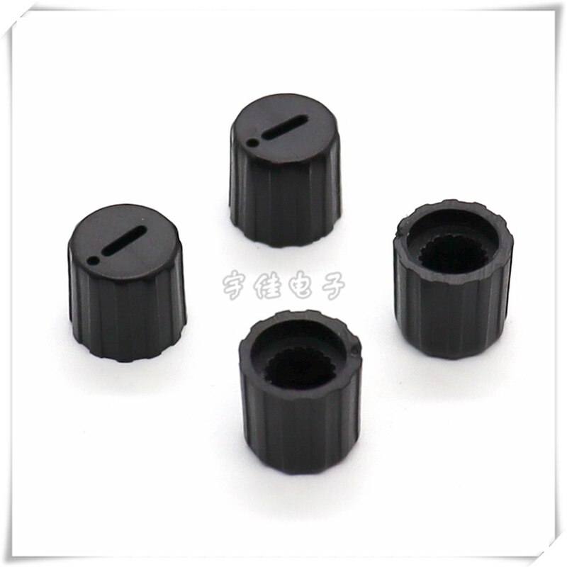 10 Piece 10.2 * 10mm black knob plastic knob flower shaft 6mm exclamation mark potentiometer band switch panel adjustment knob