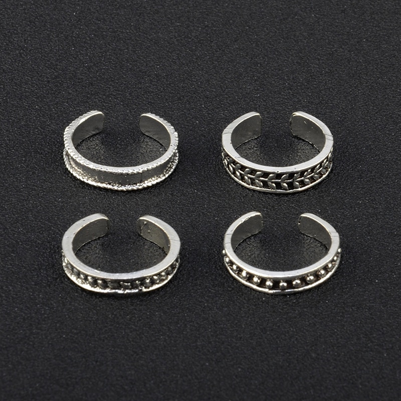 12PCs/set Simple multistyle Carved Hollow ring set for Women Foot Ring Toe Boho geometry Beach Jewelry