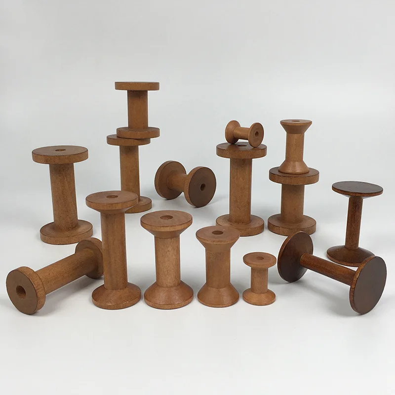 1 Stück Jahrgang Holzspulen DIY Rollen Organizer zum NäHenne Bänder Schnur Holz Handwerk Werkzeuge Faden Draht Spule Handarbeitszubehör