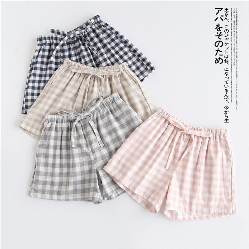 Mignon été fonds de sommeil coton pyjama Shorts femmes cordon pyjama pantalon lâche 8 couleur pyjamas taille élastique B87801