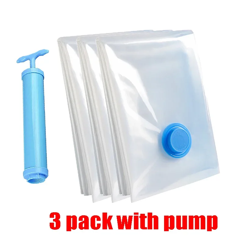 Vakuum-Aufbewahrungsbeutel, für Bettwäsche, Kissen, Handtücher, Kleidung, platzsparende Reise-Aufbewahrungstasche, mit handelektrischer Pumpe, Vakuumbeutel-Paket: M / Schwarz