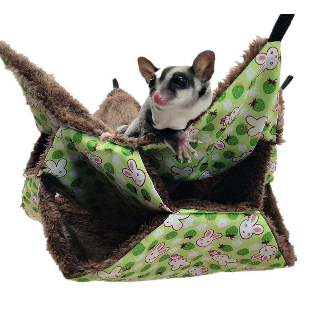 Hamaca de algodón para mascotas, cama para roedores, casa de 3 capas, cálida, hamaca colgante para ratas y hámster, jaula columpio, nido para dormir, suministros para mascotas: Verde