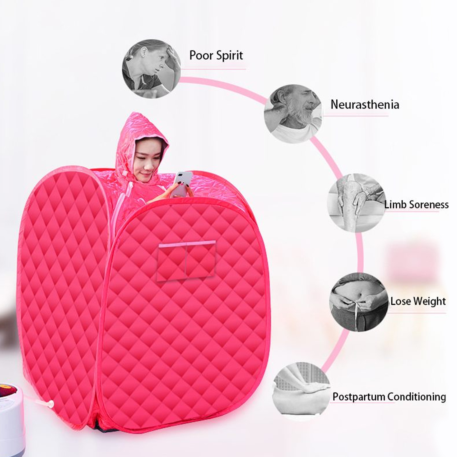 Tragbare, zusammenklappbare Dampfsauna, Spa-Zeltbox ohne Dampfgarer für eine Person oder zwei Personen, Gewichtsverlust, Ganzkörper-Schlankheitskur