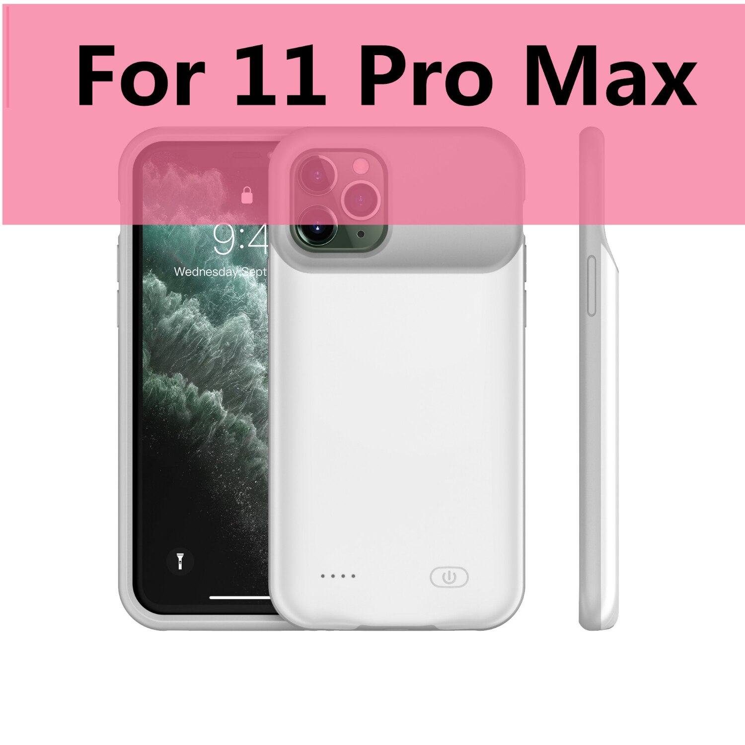 Caso de banco de potência carregador para iphone 11 pro max x xr xs max 12 pro max ultra fino carregador de bateria capa para iphone7 8 plus se 2020: White For 11 Pro max