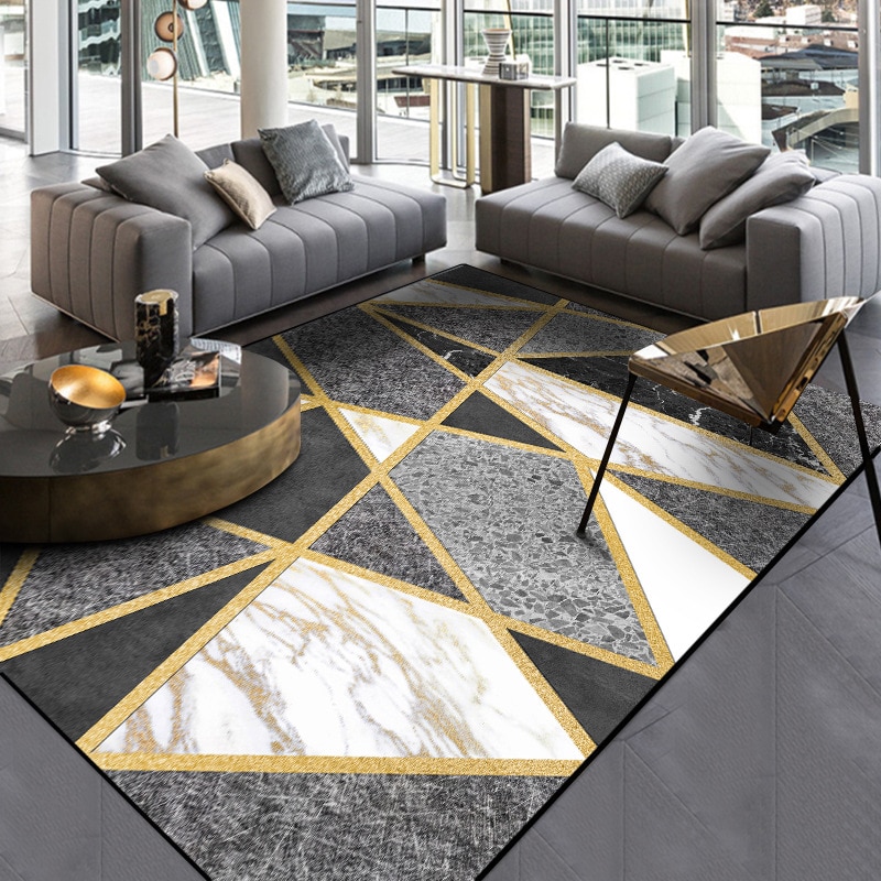 Moderna geometriska mattor för vardagsrum nordisk dekoration hemmattor sängbord abstrakt svart vit grå 160 x 230 halkfria mattor