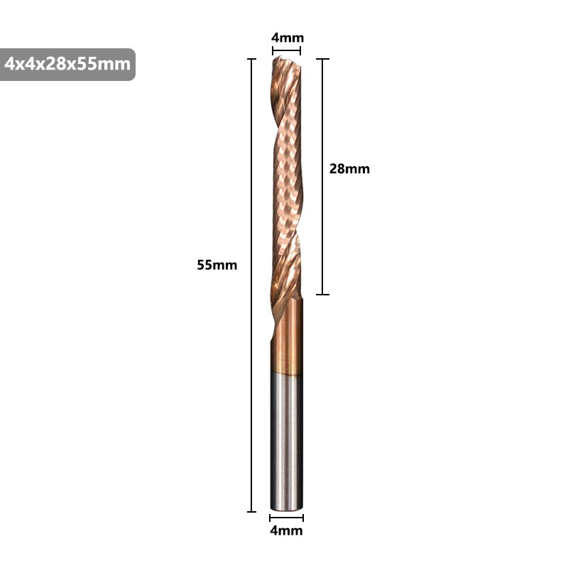 Xcan aluminium skærende endefræser 4 6 8mm skaft enkelt fløjte ticn coating cnc fræser hårdmetal fræser: 4 x 28