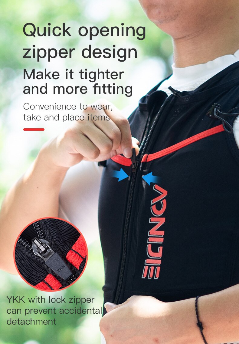 AONIJIE-Mochila deportiva C9106S de secado rápido, chaleco de hidratación con cremallera para senderismo, correr, Maratón, color negro, 10L