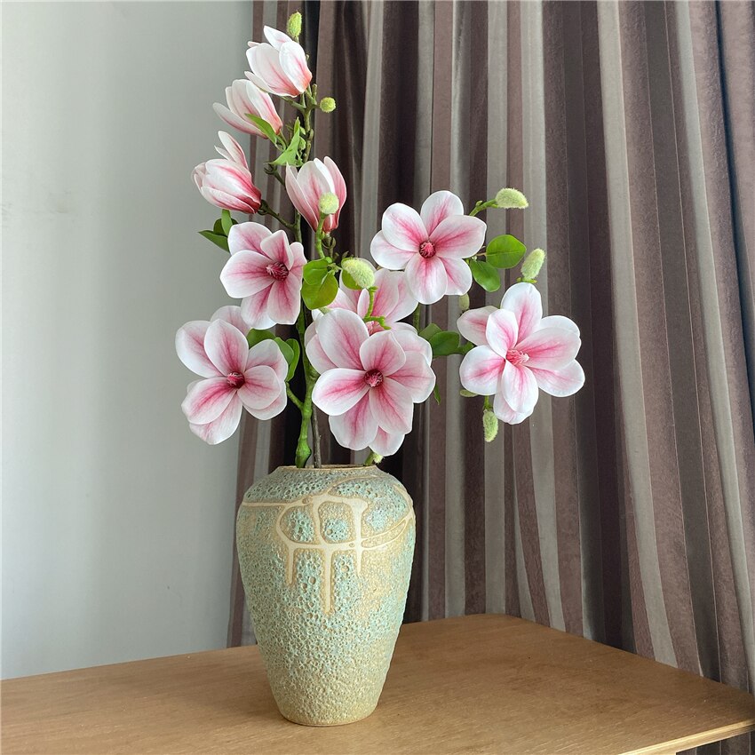 Luksuriøse stor magnolia gren ekte touch kunstige blomster til jul bryllup dekorasjon blomster kunstige
