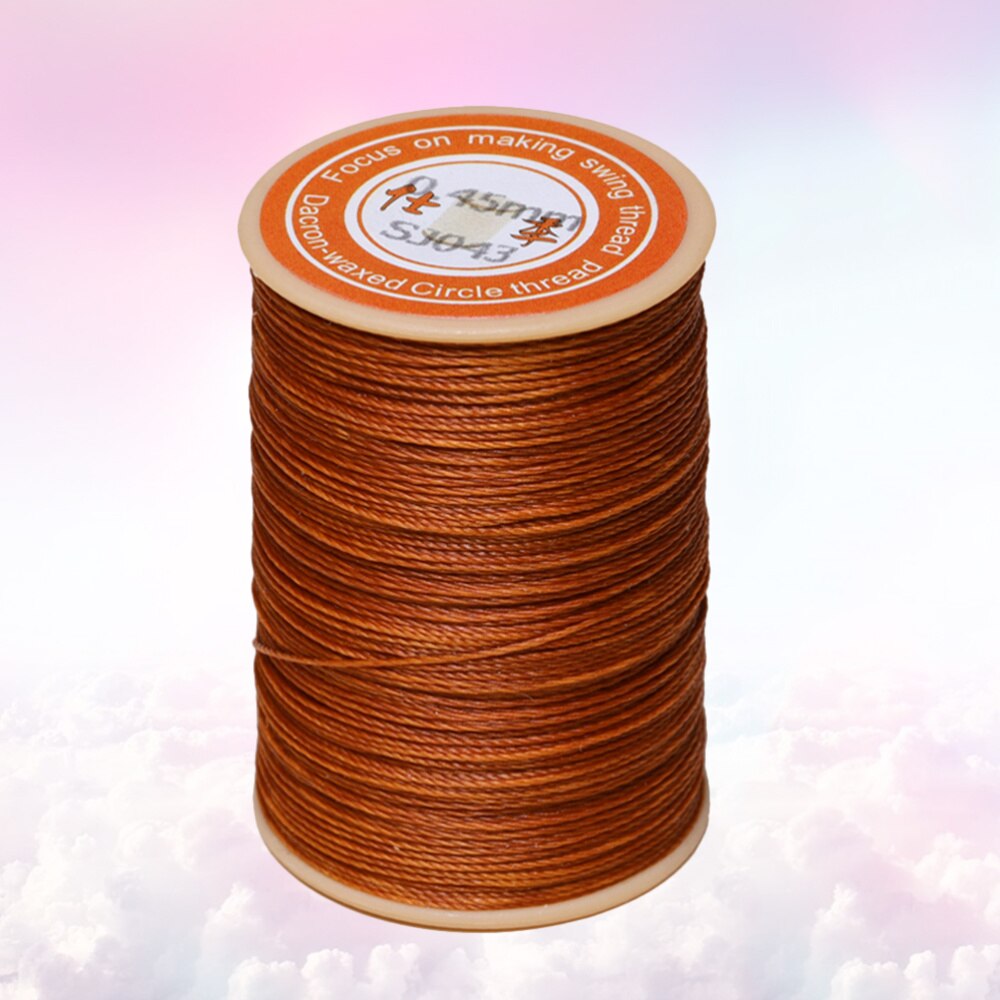 1PC 0.45mm Round Waxed Thread Leather Sewing Thread Hand Stitching Thread for Craft DIY (White): Deep orange - 043