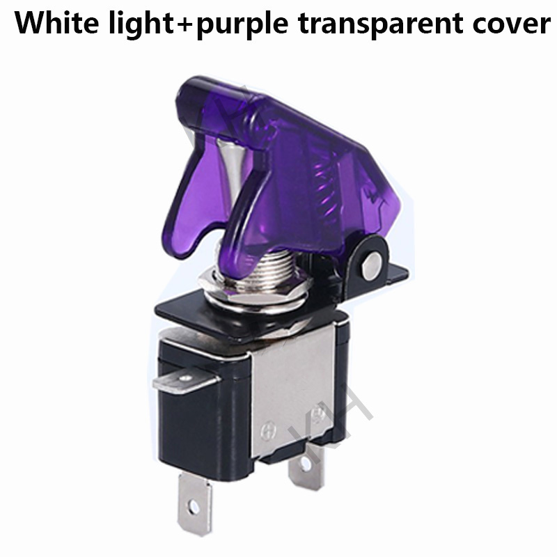 Auto Car Boat Truck Illuminated Led Toggle Switch With Safety Aircraft Flip Up Cover Guard 12V20A transparent: GRAY