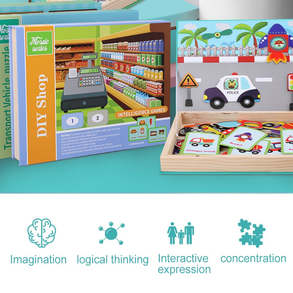 Jeu de correspondance magnétique Puzzles Imagination jouer ferme magasin Figure enfants jouet enfants jouets éducatifs pour enfants