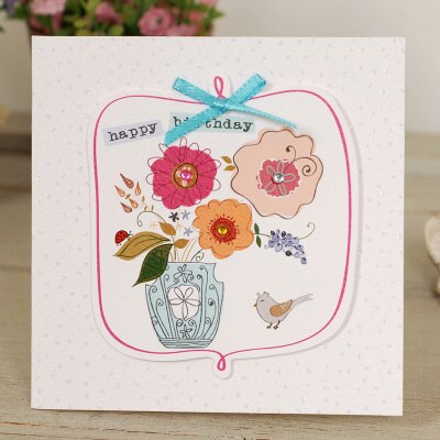 cute mini greeting cards square kids handmade birthday flower small cards for mother's day: MINI 1513 II 09