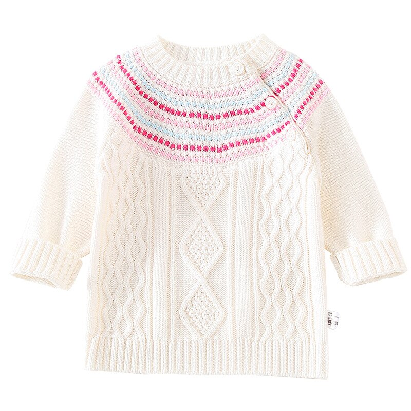 Ropa de bebé de estilo coreano para niñas, suéteres blancos de punto de manga larga, suaves y cálidas prendas de vestir, Tops, 1-3 años, novedad de invierno