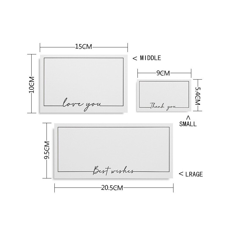 Petites cartes d'invitation blanches 10 pièces/lot, carte de remerciement pour la pâtisserie, carte de visite love you, pour étudiant