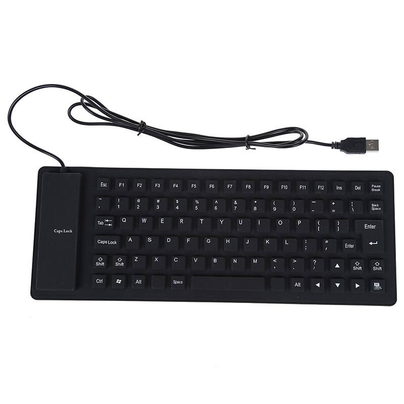 Flexibelt vikbart usb-tangentbord tvättbart svart starkt och tyst tangentbord